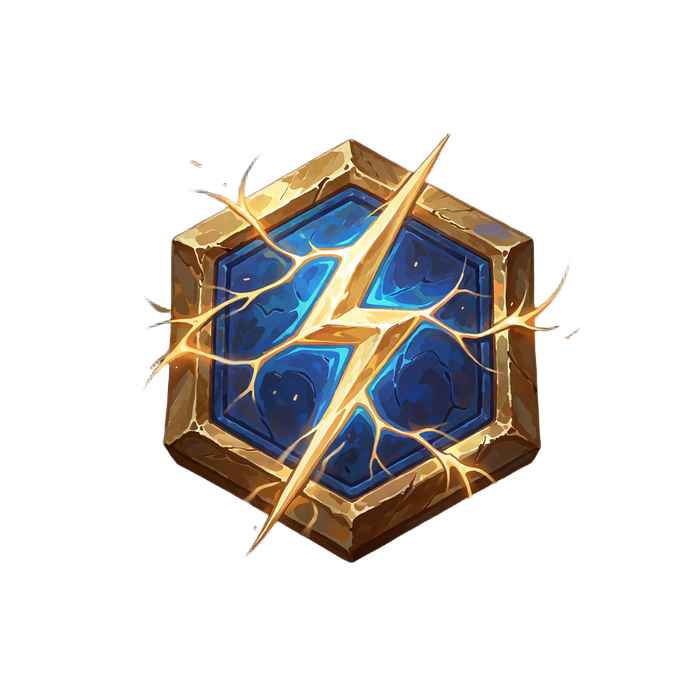 Emblemat z białozłotą błyskawicą Zeusa - ikona slota Zeus Bolt Megaways